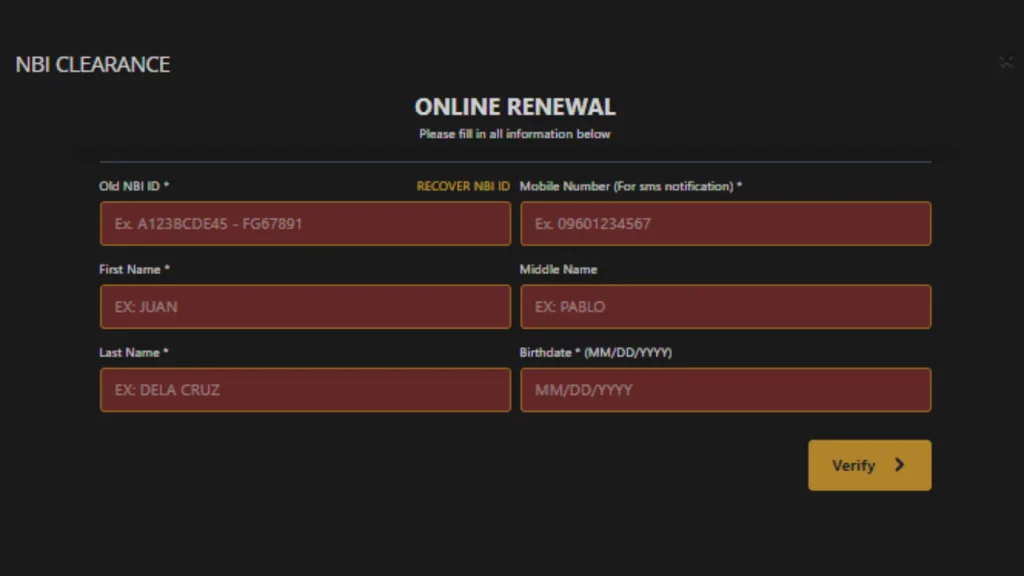 fill out online renewal form