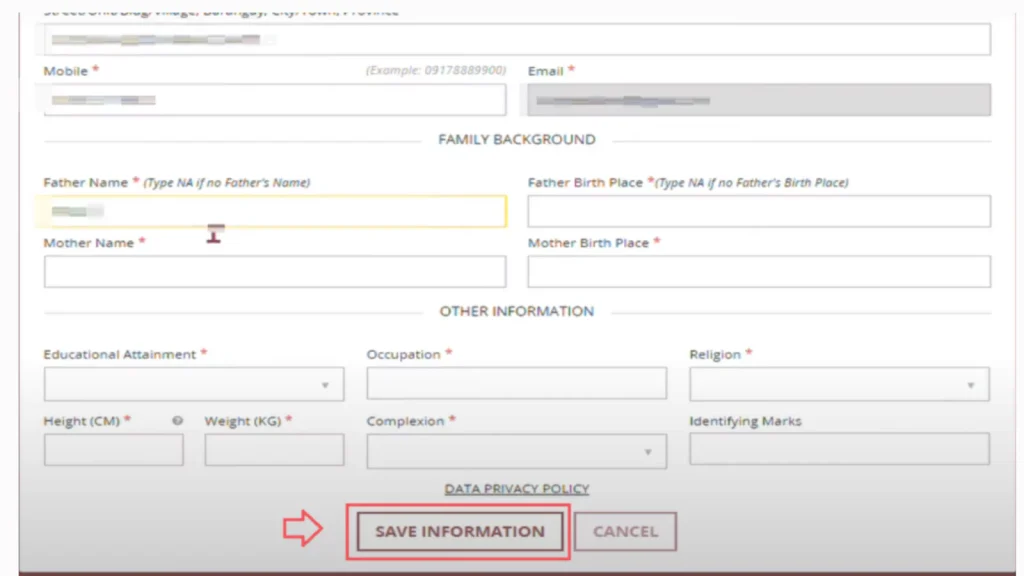 fill application form