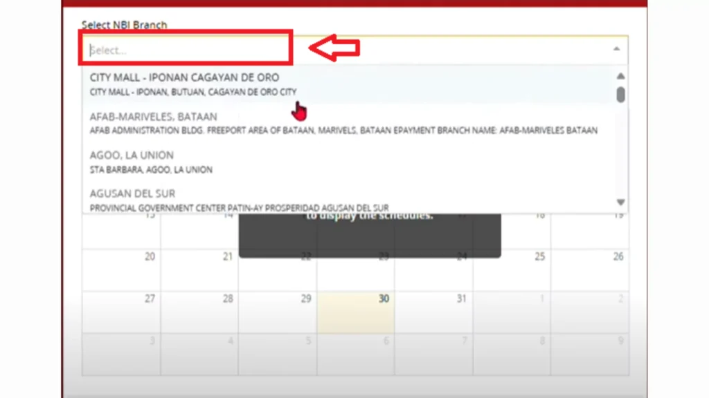 select desired date and time