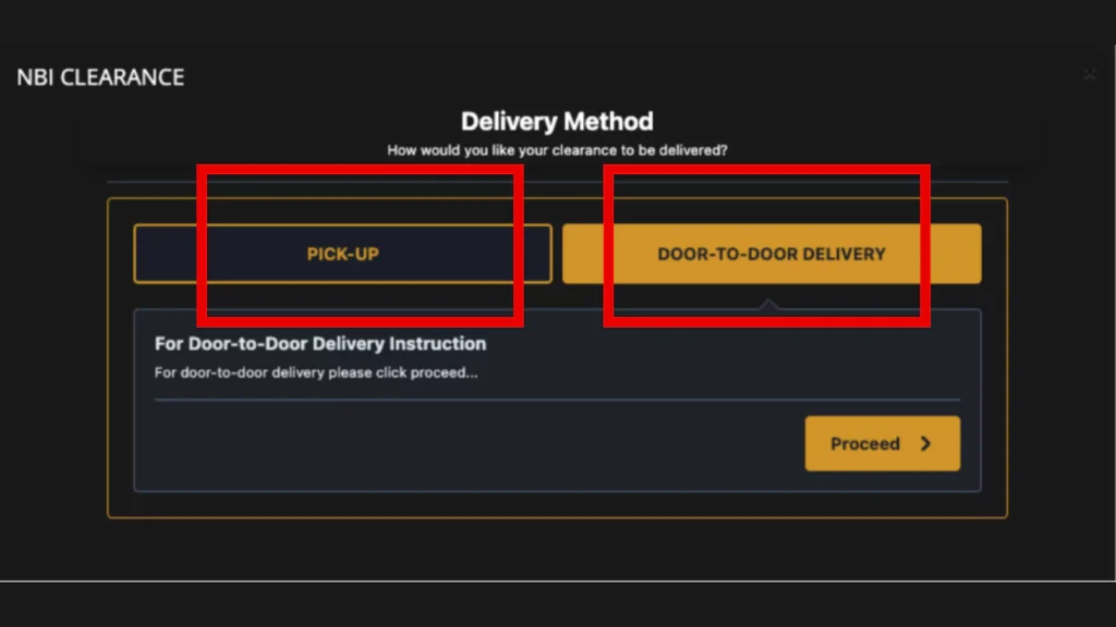 select delivery method 