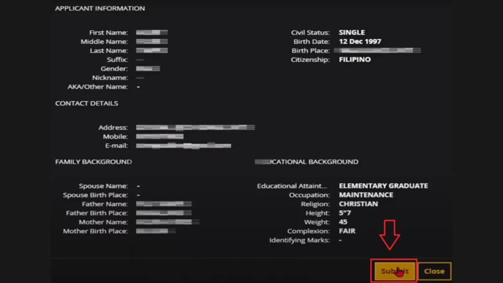 preview profile and submit